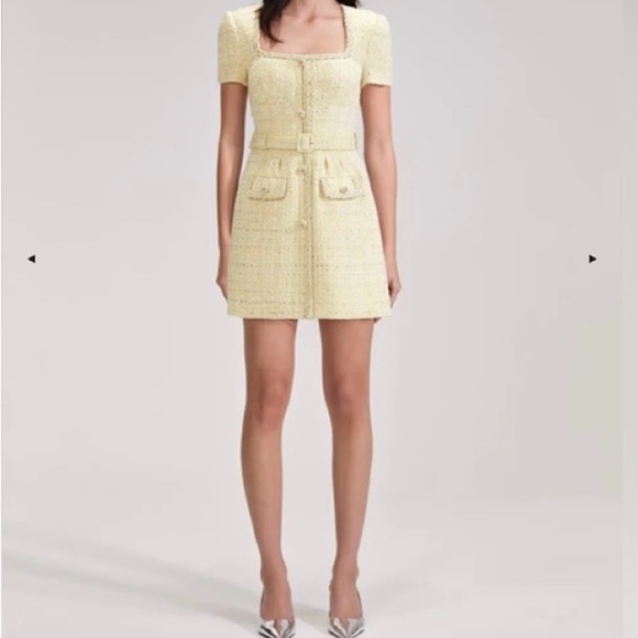 SELF PORTRAIT Mini Tweed Yellow Dress - Picture 1 of 3